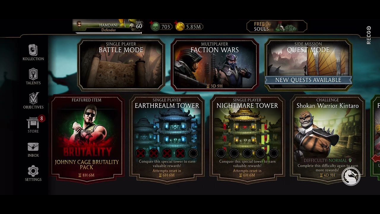 MORTAL KOMBAT EARTH REALM TOWER BOSS BATTLE 190 (ONLY ONE ATTEMPT)