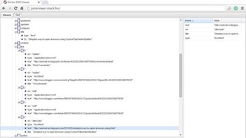 Parse blogspot JSON feed using Online JSON Viewer