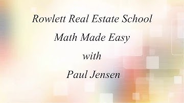 Rowlett Real Estate School - Sales Comparison Approach - Florida Real Estate Math