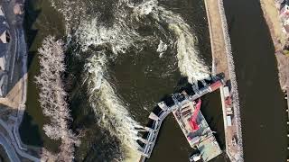 Two Dams in Appleton, WI on the Fox river in Slo-Mo, 4K.