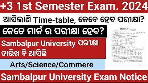 Sambalpur University +3 1st semester Exam date 2024 |Sambalpur University Time table +3 1st semester