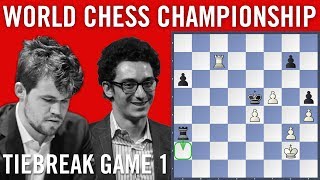 World Chess Championship 2018 Tiebreak Game 1: Magnus Carlsen vs Fabiano Caruana screenshot 1