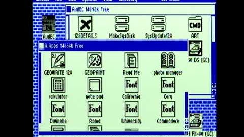 Wheels 128 running from a uIEC on a Commodore 128 with SuperCPU