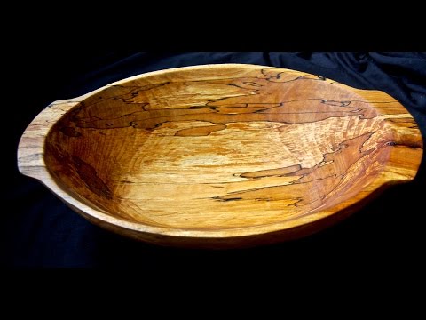 Bowl carving with hand tools, spalted beech wood. (ASMR)