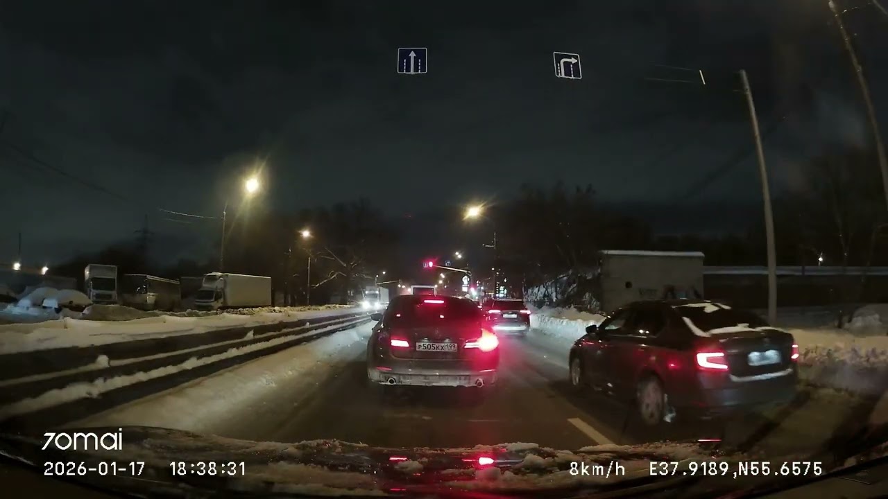 Driving in Moscow agglomeration: Раменское - Кузьминки - Текстильщики 17/01/2026 (timelapse 4x)