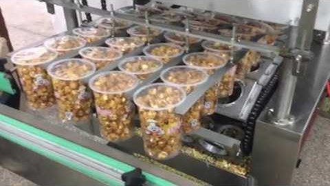 Popcorn, nuts cup filling and sealing machine