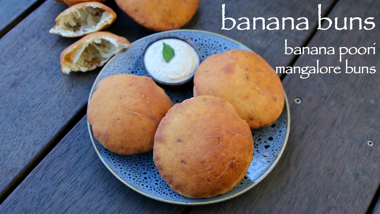 banana buns recipe | mangalore buns recipe | banana puri recipe | Hebbar Kitchen