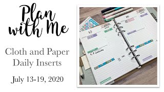 Plan with Me | Filofax A5 | Cloth and Paper Daily Inserts | July 13-19, 2020