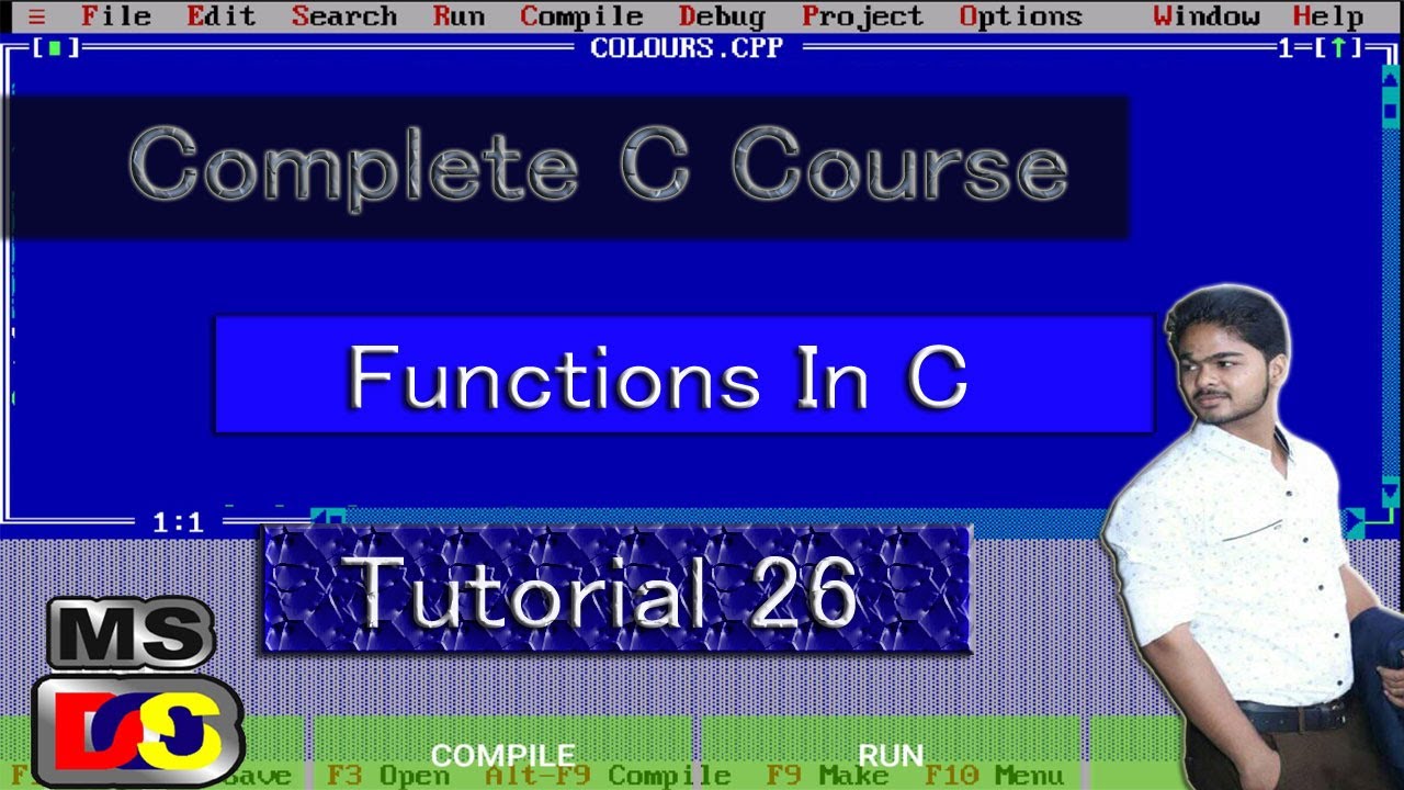 Functions In C || Turbo C++ Tutorial for beginners || Turbo C++ #26 ...