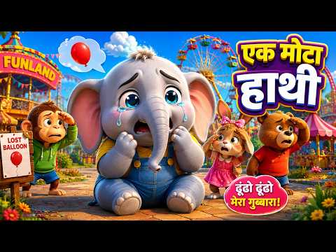 एक मोटा हाथी घूमने चला | Ek Mota Hathi | Hindi Kids Song | Nursery Rhymes with Cartoon
