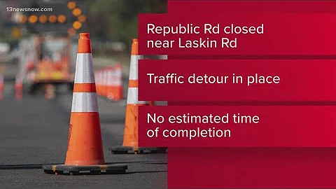 Emergency water main repair closes Republic Road in Virginia Beach