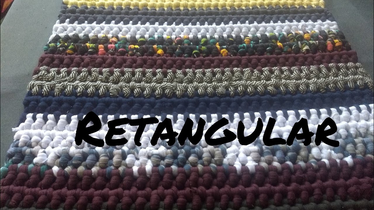 Artesanato: Tapete de retalho feito com grampo (Retangular)