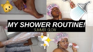 MY SUMMER GLOW SHOWER & SKINCARE ROUTINE | Hair removal, Feminine Hygiene, Exfoliating, & more !