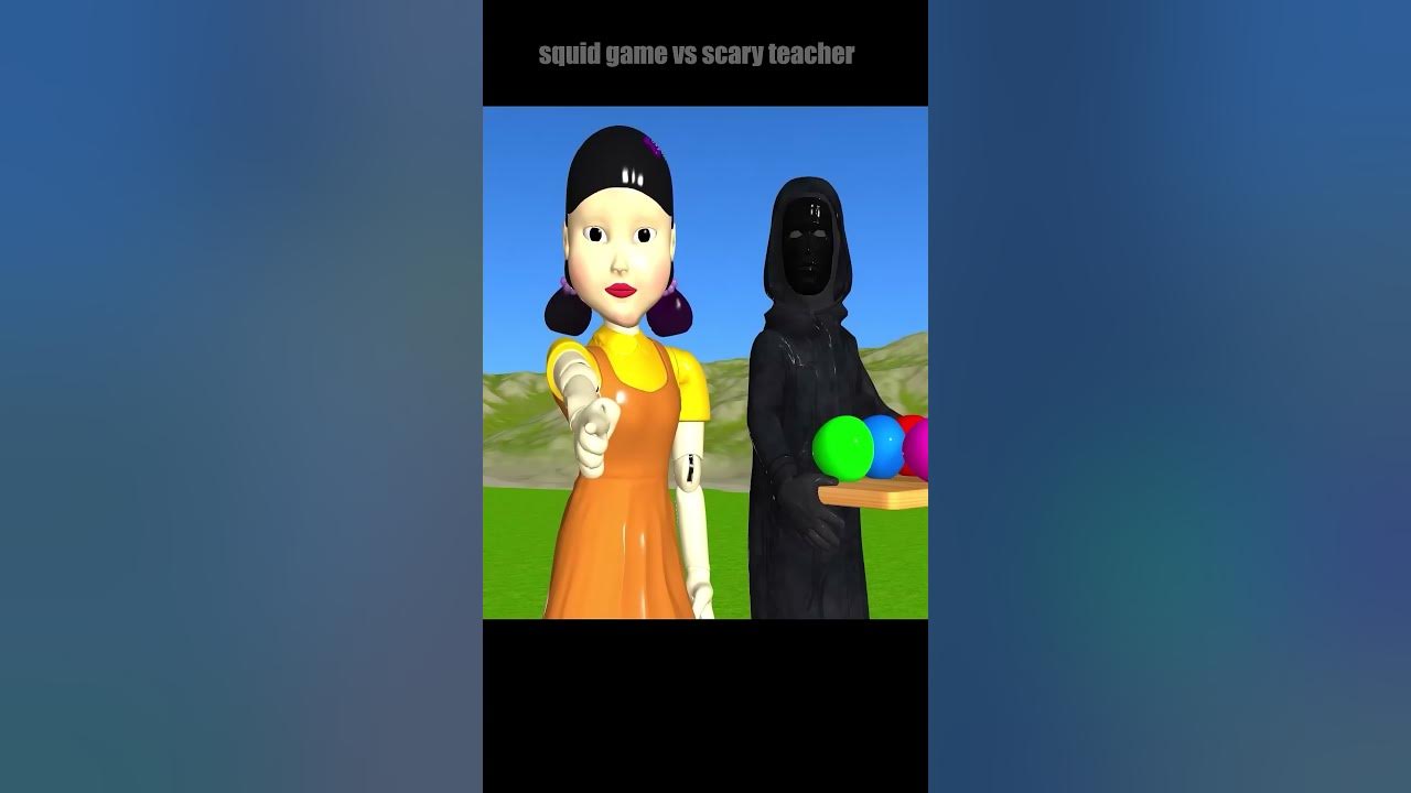 Scary Teacher 3D vs Squid Game Glass Bottles Rolling Wooden Steps