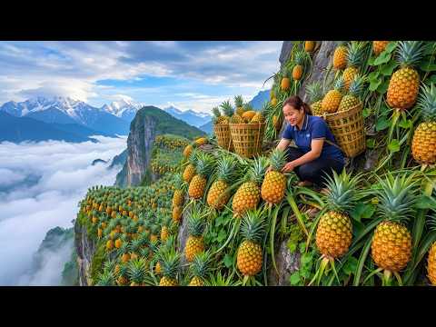 Cosechando Más De 1000+ Piñas Gigantes Y Transportándolas Al Mercado Rural Para Venderlas