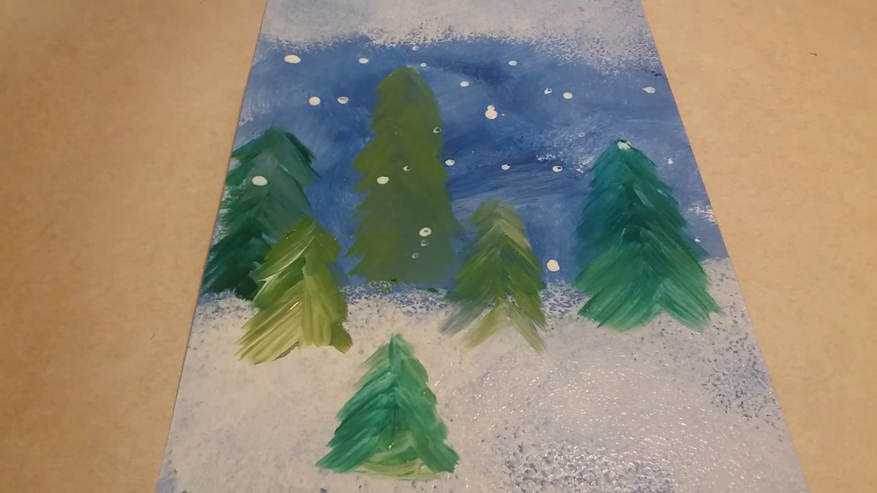 Kindergarten Winter Scene Painting - YouTube
