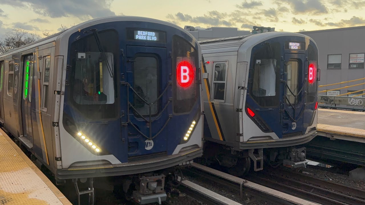 BMT Brighton Line: B Express & Q Local trains at Sheepshead Bay (R46,R68/A,R211A