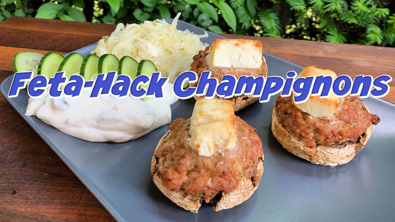 Hack-Champignons mit Feta - schneller Snack vom Grill - YouTube