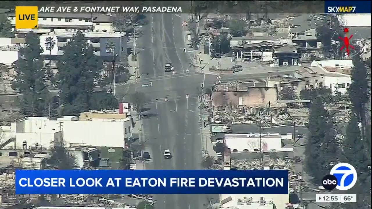 AIR7 gets closest aerials of Eaton Fire devastation in Altadena