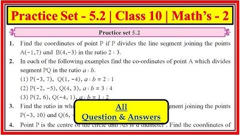 Practice Set 5.2 Class 10th maths 2 | Chapter 5 Coordinate Geometry | Maharashtra state board
