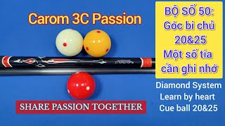 Bida 3 băng| Bộ số 50 góc bi chủ 20&25 và một số tia cần ghi nhớ (learn by heart).Carom 3C Billiards