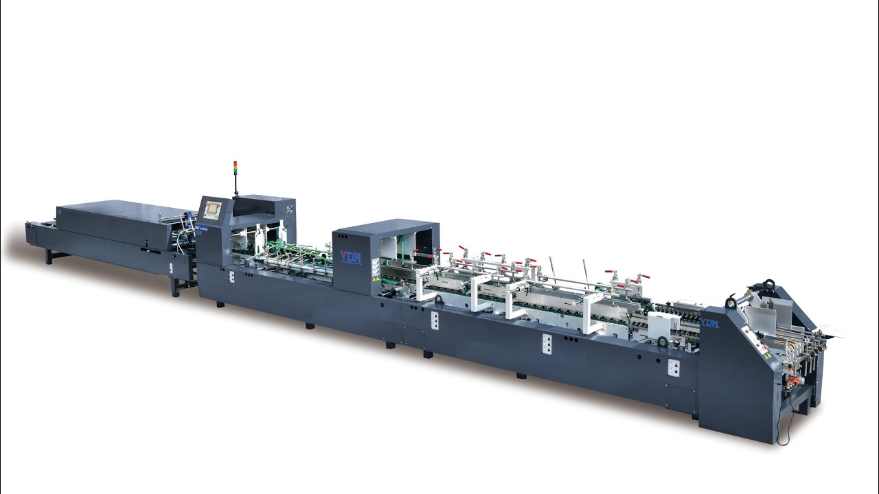 3 corner folding and gluing machine 3 points box lock bottom box - YouTube