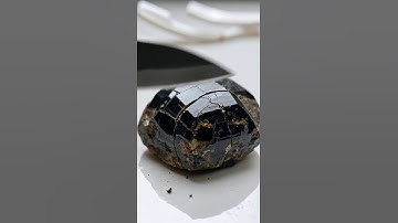 Jet-black obsidian shaped like a turtle shell
