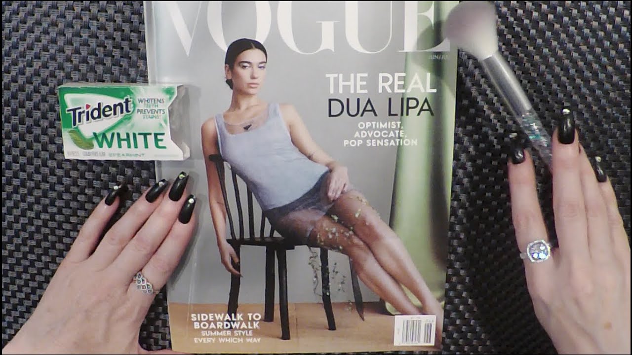 ASMR Gum Chewing Magazine Flip Through, Dua Lipa Vogue