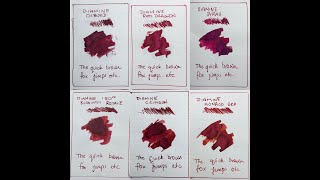 Diamine 'Deep Reds' Ink Comparison (Pulp Addiction Ink Sample Set)