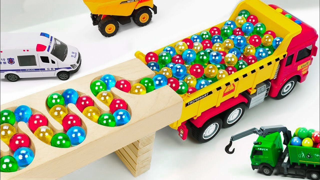 Marble Run Race ☆ HABA Wave Slope & Rattling slope. Dump Truck, Garbage Truck Long Version