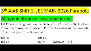 Let P be a moving point on the circle x^2+y^2-6x-8y+21=0. Then, the maximum distance of P from the