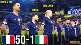 France 50-1 Italy | Ronaldo, Messi, Haaland, Mbappe, Neymar played for France | PES Gameplay