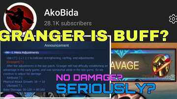 MOBILE LEGENDS NEW PATCH UPDATE GRANGER WILL BE BUFF? BECAUSE OF NO DAMAGE? - AkoBida THANK YOU MLBB