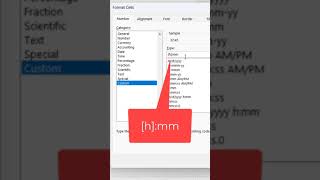 How to Calculate Total Hours & Minutes in Excel Over 24 Hours | Formula to SUM Time #short