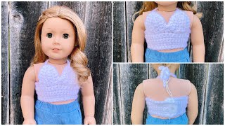 Cropped Halter Top for AG Dolls: Crochet Tutorial