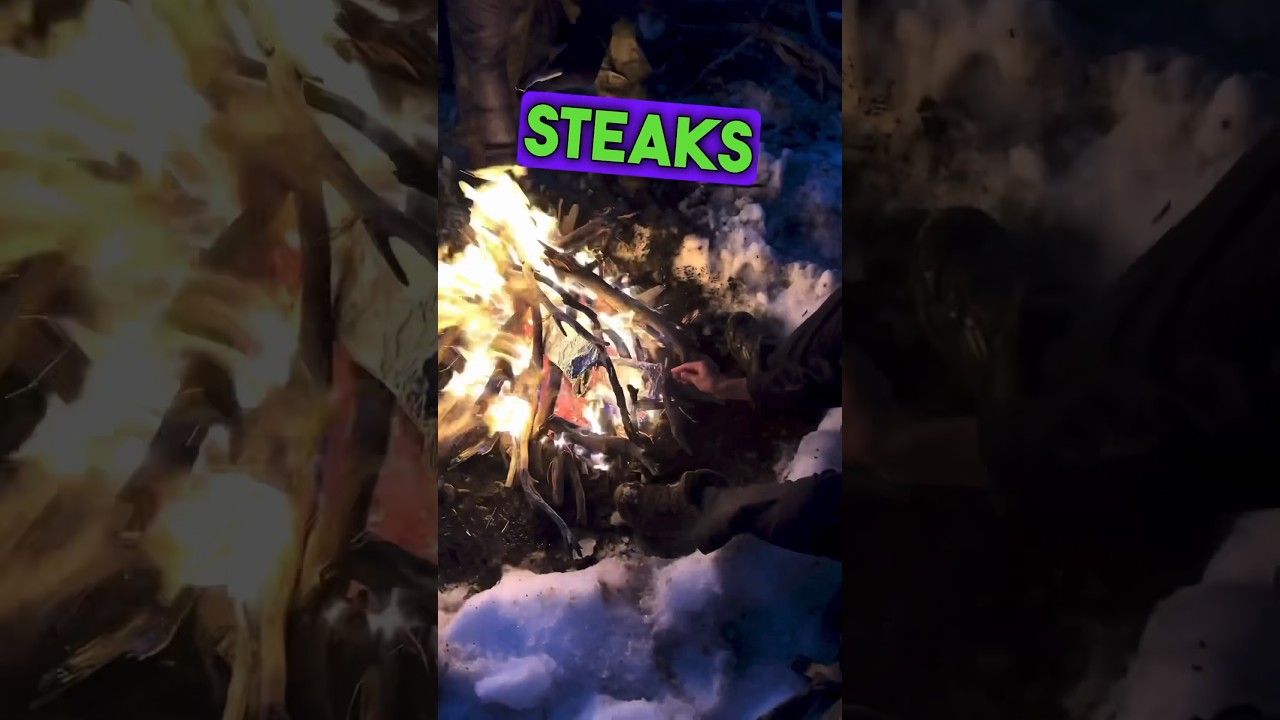 🔥 ever grilled a steak in the snow?🥩￼ 