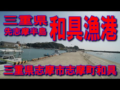 #175三重県和具漁港先志摩半島志摩大橋志摩パールブリッジ志摩丸山橋長田橋あづり浜国道167号国道260号イカ墨跡多数足場の良い波止釣り場が広いファミリー家族連れサビキ釣りに良い車横付け釣り出来ます