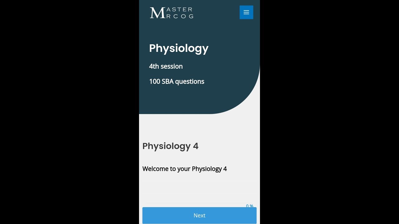 MasterMRCOG - Physiology SBA questions for MRCOG part 1 2023 [Session 4]