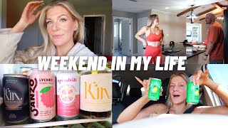 VLOG- Spend the morning with us, THREE grocery hauls, makeup routine, supplements, at-home spray tan