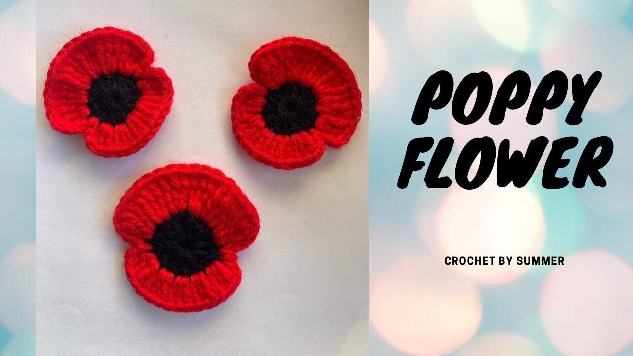 Poppy flower, crochet YouTube