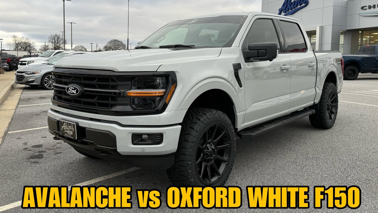 Сравнение скрытых цветов AVALANCHE и Oxford White 2024 FORD F150