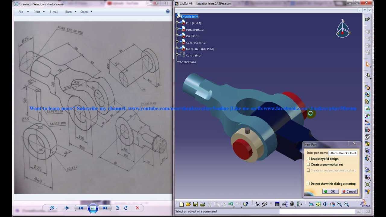 Catia V5 TutorialProduct Engineering DesignHow to Create Knuckle