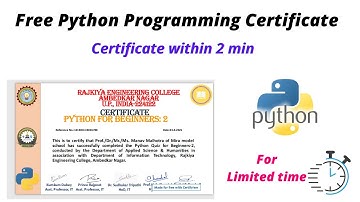 Python Programming Free quiz Certification | Free Certificate | Free Courses With Certificate