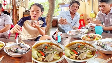 "Cá rô kho bầu"Lai rai "Bữa cơm chiều miền tây"em mời mấy anh chị nha l nét duyên quê