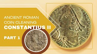 Cleaning Constantius II ancient coin, raw footage, part one