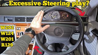Mercedes Benz steering box play adjustment, W124, R129, W201, W202.