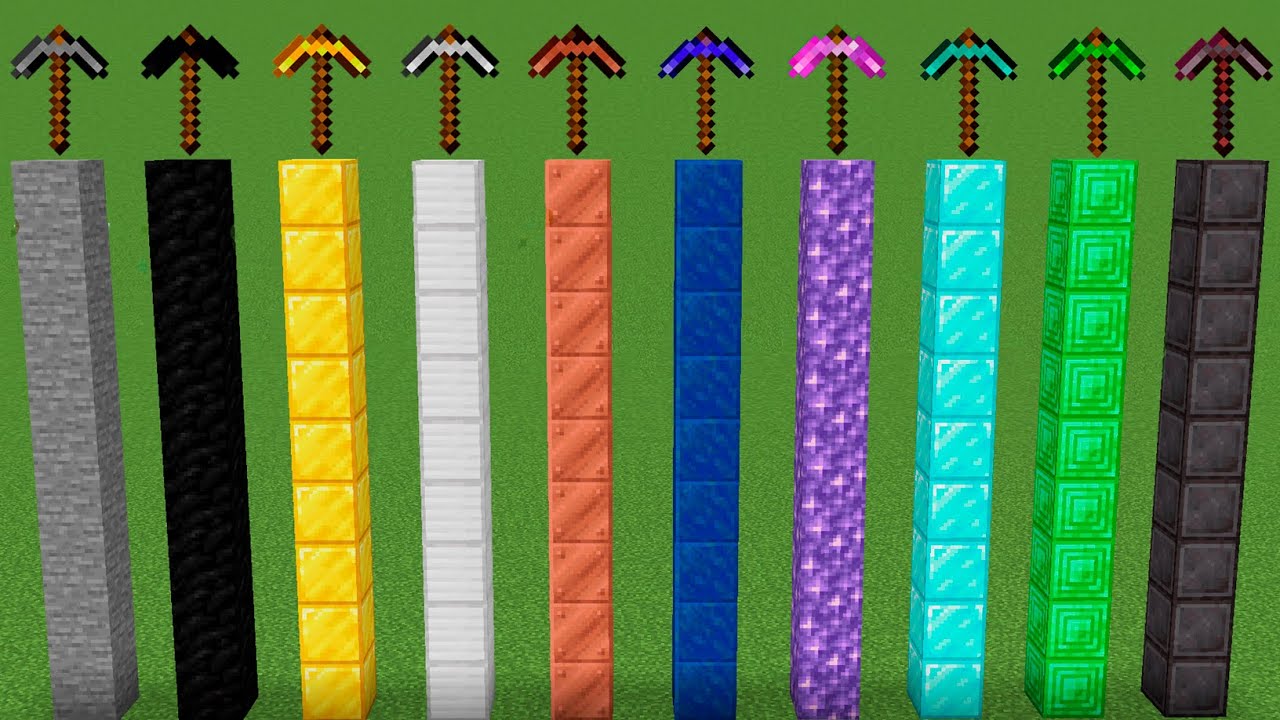 Minecraft Pickaxe Color which minecraft pickaxe is faster ? - YouTube