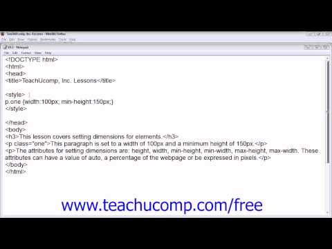 HTML5 and CSS3 Tutorial Dimensions of Elements Training Lesson 19.3