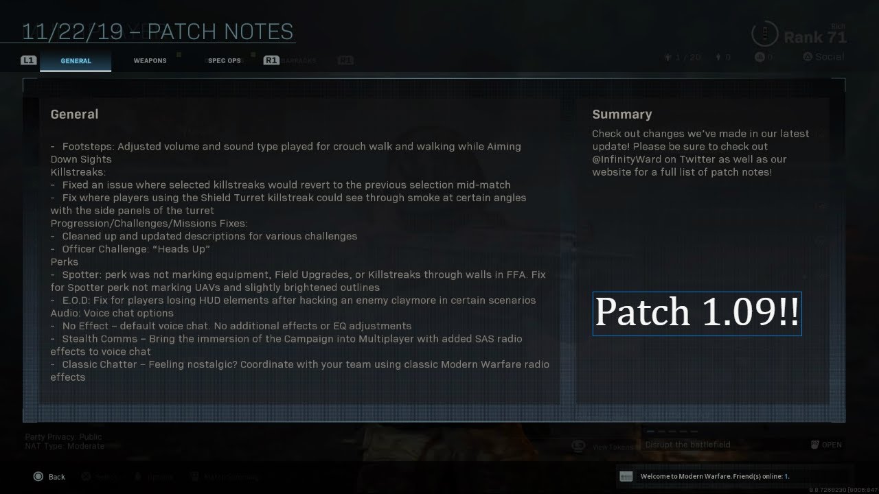 New Patch 1.09!! Call Of Duty Modern Warfare