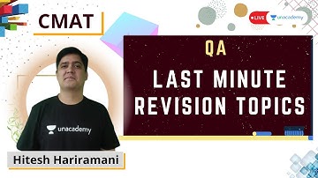 CMAT 2021 | Last Minute Revision Topics | QA | Hitesh Hariramani | Unacademy CATalyst